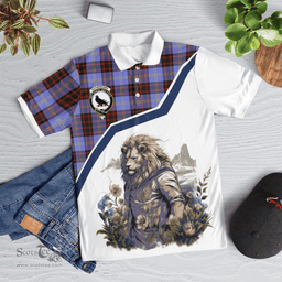 Scottish Rutherford Clan Badge Tartan Warrior Lion Polo Shirt - Tartan Plaid Polo Shirt Scottish Plaid Tartan Plaid - ScotsTee - scotstee.com