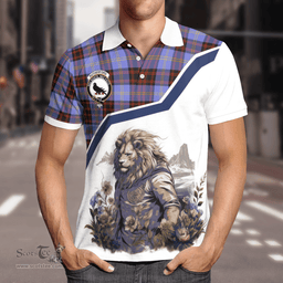 Scottish Rutherford Clan Badge Tartan Warrior Lion Polo Shirt - Tartan Plaid Polo Shirt Scottish Plaid Tartan Plaid - ScotsTee - scotstee.com