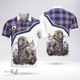 Scottish Rutherford Clan Badge Tartan Warrior Lion Polo Shirt - Tartan Plaid Polo Shirt Scottish Plaid Tartan Plaid - ScotsTee - scotstee.com