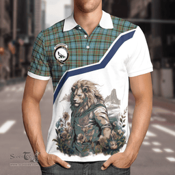 Scottish Walkinshaw Clan Badge Tartan Warrior Lion Polo Shirt - Tartan Plaid Polo Shirt Scottish Plaid Tartan Plaid - ScotsTee - scotstee.com