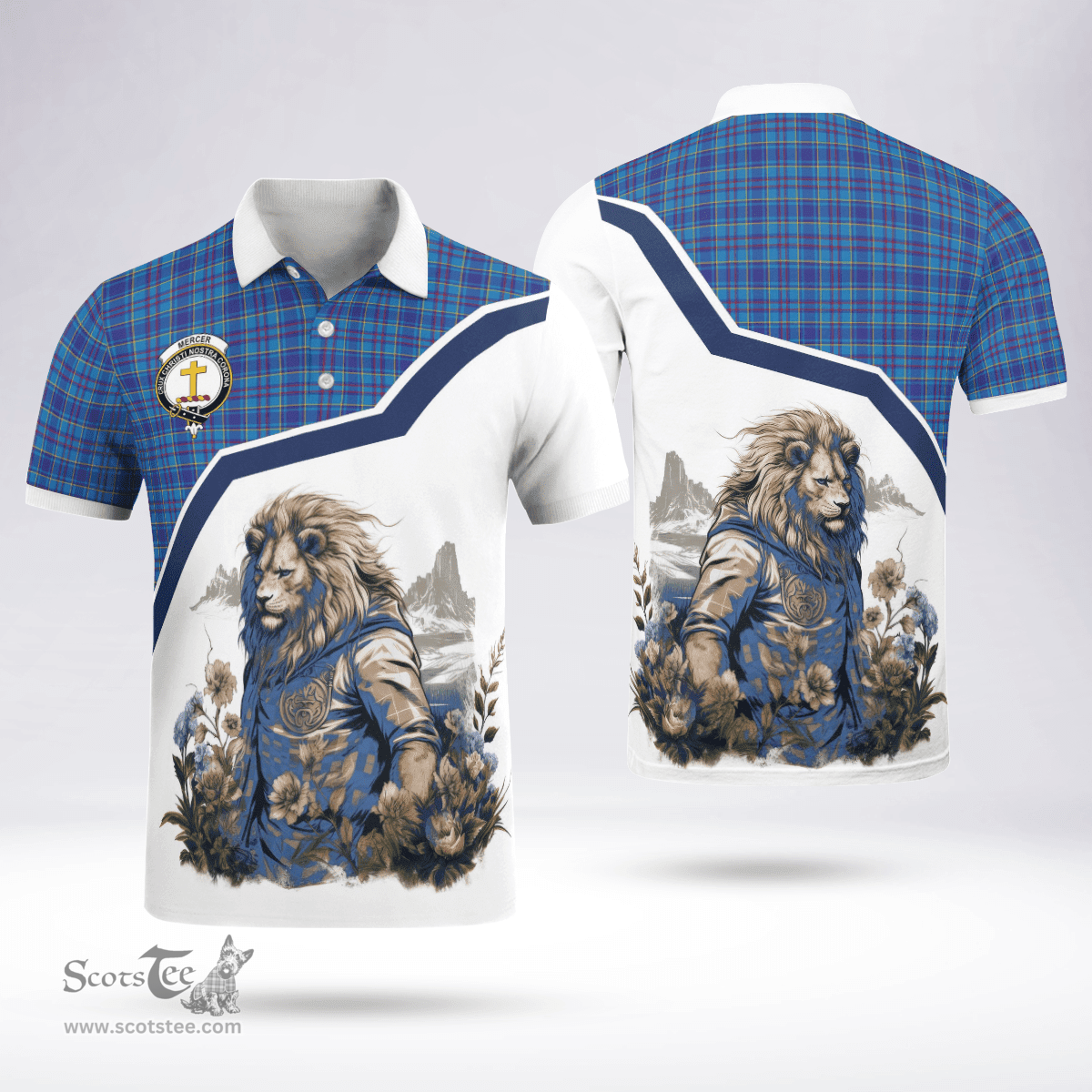 Scottish Mercer Clan Badge Tartan Warrior Lion Polo Shirt - Tartan Plaid Polo Shirt Scottish Plaid Tartan Plaid - ScotsTee - scotstee.com