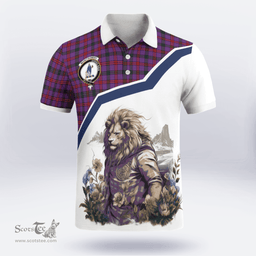 Scottish Montgomery Clan Badge Tartan Warrior Lion Polo Shirt - Tartan Plaid Polo Shirt Scottish Plaid Tartan Plaid - ScotsTee - scotstee.com