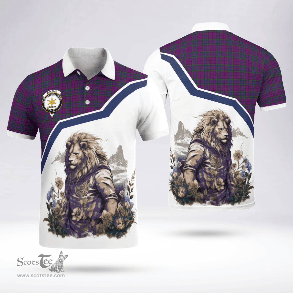 Scottish Wardlaw Clan Badge Tartan Warrior Lion Polo Shirt - Tartan Plaid Polo Shirt Scottish Plaid Tartan Plaid - ScotsTee - scotstee.com