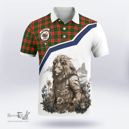 Scottish Pollock Clan Badge Tartan Warrior Lion Polo Shirt - Tartan Plaid Polo Shirt Scottish Plaid Tartan Plaid - ScotsTee - scotstee.com