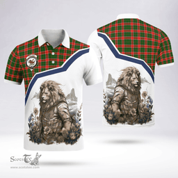 Scottish Pollock Clan Badge Tartan Warrior Lion Polo Shirt - Tartan Plaid Polo Shirt Scottish Plaid Tartan Plaid - ScotsTee - scotstee.com