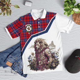 Scottish Wishart Clan Badge Tartan Warrior Lion Polo Shirt - Tartan Plaid Polo Shirt Scottish Plaid Tartan Plaid - ScotsTee - scotstee.com