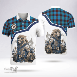 Scottish Wedderburn Clan Badge Tartan Warrior Lion Polo Shirt - Tartan Plaid Polo Shirt Scottish Plaid Tartan Plaid - ScotsTee - scotstee.com