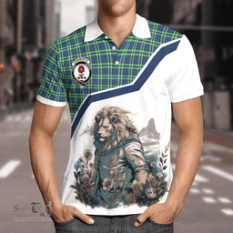 Scottish Learmonth Clan Badge Tartan Warrior Lion Polo Shirt - Tartan Plaid Polo Shirt Scottish Plaid Tartan Plaid - ScotsTee - scotstee.com
