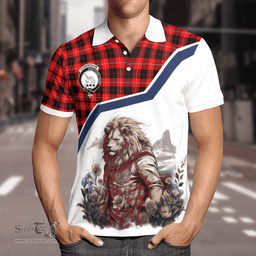 Scottish Cunningham Clan Badge Tartan Warrior Lion Polo Shirt - Tartan Plaid Polo Shirt Scottish Plaid Tartan Plaid - ScotsTee - scotstee.com