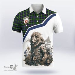 Scottish Farquharson Clan Badge Tartan Warrior Lion Polo Shirt - Tartan Plaid Polo Shirt Scottish Plaid Tartan Plaid - ScotsTee - scotstee.com