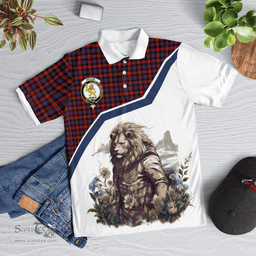 Scottish Broun Clan Badge Tartan Warrior Lion Polo Shirt - Tartan Plaid Polo Shirt Scottish Plaid Tartan Plaid - ScotsTee - scotstee.com