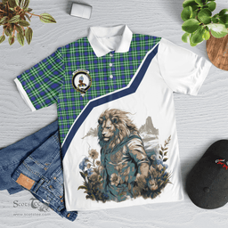 Scottish Haliburton Clan Badge Tartan Warrior Lion Polo Shirt - Tartan Plaid Polo Shirt Scottish Plaid Tartan Plaid - ScotsTee - scotstee.com