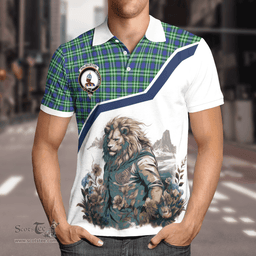 Scottish Haliburton Clan Badge Tartan Warrior Lion Polo Shirt - Tartan Plaid Polo Shirt Scottish Plaid Tartan Plaid - ScotsTee - scotstee.com