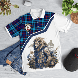 Scottish Maccorquodale Clan Badge Tartan Warrior Lion Polo Shirt - Tartan Plaid Polo Shirt Scottish Plaid Tartan Plaid - ScotsTee - scotstee.com
