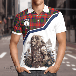 Scottish Charteris Earls Of Wemyss Clan Badge Tartan Warrior Lion Polo Shirt - Tartan Plaid Polo Shirt Scottish Plaid Tartan Plaid - ScotsTee - scotstee.com