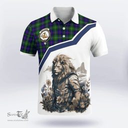 Scottish Macthomas Clan Badge Tartan Warrior Lion Polo Shirt - Tartan Plaid Polo Shirt Scottish Plaid Tartan Plaid - ScotsTee - scotstee.com