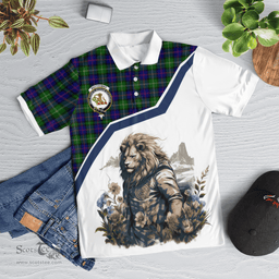 Scottish Macthomas Clan Badge Tartan Warrior Lion Polo Shirt - Tartan Plaid Polo Shirt Scottish Plaid Tartan Plaid - ScotsTee - scotstee.com