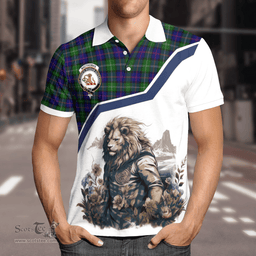 Scottish Macthomas Clan Badge Tartan Warrior Lion Polo Shirt - Tartan Plaid Polo Shirt Scottish Plaid Tartan Plaid - ScotsTee - scotstee.com
