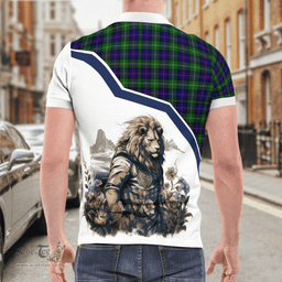 Scottish Macthomas Clan Badge Tartan Warrior Lion Polo Shirt - Tartan Plaid Polo Shirt Scottish Plaid Tartan Plaid - ScotsTee - scotstee.com