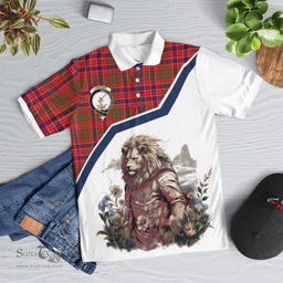 Scottish Lumsden Clan Badge Tartan Warrior Lion Polo Shirt - Tartan Plaid Polo Shirt Scottish Plaid Tartan Plaid - ScotsTee - scotstee.com