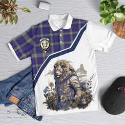 Scottish Kinnaird Clan Badge Tartan Warrior Lion Polo Shirt - Tartan Plaid Polo Shirt Scottish Plaid Tartan Plaid - ScotsTee - scotstee.com