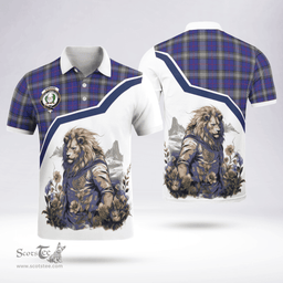 Scottish Kinnaird Clan Badge Tartan Warrior Lion Polo Shirt - Tartan Plaid Polo Shirt Scottish Plaid Tartan Plaid - ScotsTee - scotstee.com