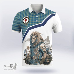 Scottish Laing Clan Badge Tartan Warrior Lion Polo Shirt - Tartan Plaid Polo Shirt Scottish Plaid Tartan Plaid - ScotsTee - scotstee.com