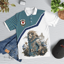 Scottish Laing Clan Badge Tartan Warrior Lion Polo Shirt - Tartan Plaid Polo Shirt Scottish Plaid Tartan Plaid - ScotsTee - scotstee.com