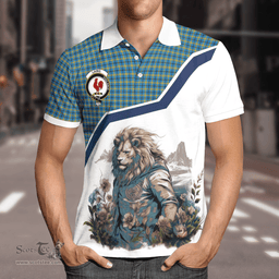 Scottish Laing Clan Badge Tartan Warrior Lion Polo Shirt - Tartan Plaid Polo Shirt Scottish Plaid Tartan Plaid - ScotsTee - scotstee.com