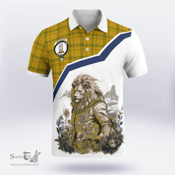 Scottish Houston Clan Badge Tartan Warrior Lion Polo Shirt - Tartan Plaid Polo Shirt Scottish Plaid Tartan Plaid - ScotsTee - scotstee.com