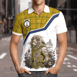 Scottish Houston Clan Badge Tartan Warrior Lion Polo Shirt - Tartan Plaid Polo Shirt Scottish Plaid Tartan Plaid - ScotsTee - scotstee.com