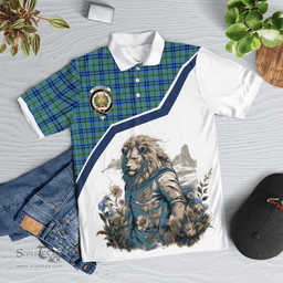 Scottish Falconer Clan Badge Tartan Warrior Lion Polo Shirt - Tartan Plaid Polo Shirt Scottish Plaid Tartan Plaid - ScotsTee - scotstee.com