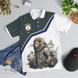 Scottish Macbrayne Clan Badge Tartan Warrior Lion Polo Shirt - Tartan Plaid Polo Shirt Scottish Plaid Tartan Plaid - ScotsTee - scotstee.com