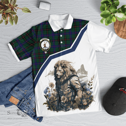 Scottish Davidson Clan Badge Tartan Warrior Lion Polo Shirt - Tartan Plaid Polo Shirt Scottish Plaid Tartan Plaid - ScotsTee - scotstee.com