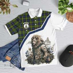 Scottish Ferguson Clan Badge Tartan Warrior Lion Polo Shirt - Tartan Plaid Polo Shirt Scottish Plaid Tartan Plaid - ScotsTee - scotstee.com