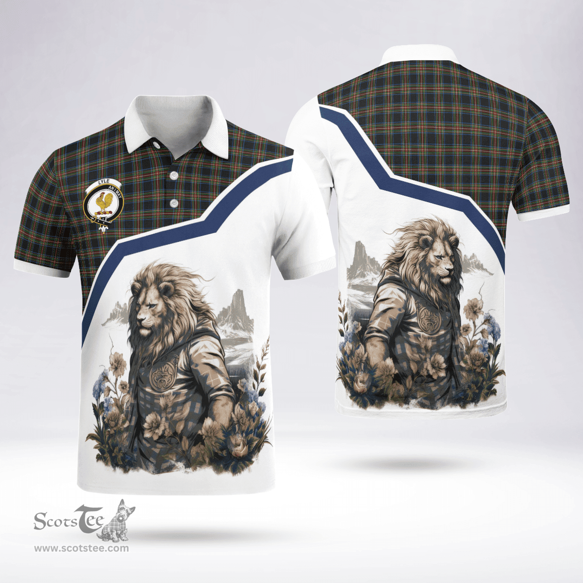Scottish Lyle Clan Badge Tartan Warrior Lion Polo Shirt - Tartan Plaid Polo Shirt Scottish Plaid Tartan Plaid - ScotsTee - scotstee.com