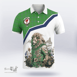 Scottish Currie Or Curry Clan Badge Tartan Warrior Lion Polo Shirt - Tartan Plaid Polo Shirt Scottish Plaid Tartan Plaid - ScotsTee - scotstee.com