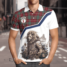 Scottish Crawford Clan Badge Tartan Warrior Lion Polo Shirt - Tartan Plaid Polo Shirt Scottish Plaid Tartan Plaid - ScotsTee - scotstee.com