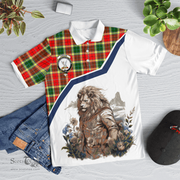 Scottish Gibson Clan Badge Tartan Warrior Lion Polo Shirt - Tartan Plaid Polo Shirt Scottish Plaid Tartan Plaid - ScotsTee - scotstee.com