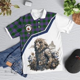 Scottish Elphinstone Clan Badge Tartan Warrior Lion Polo Shirt - Tartan Plaid Polo Shirt Scottish Plaid Tartan Plaid - ScotsTee - scotstee.com