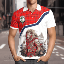 Scottish Burnett Clan Badge Tartan Warrior Lion Polo Shirt - Tartan Plaid Polo Shirt Scottish Plaid Tartan Plaid - ScotsTee - scotstee.com