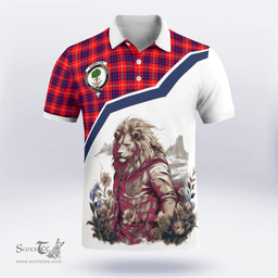 Scottish Hamilton Clan Badge Tartan Warrior Lion Polo Shirt - Tartan Plaid Polo Shirt Scottish Plaid Tartan Plaid - ScotsTee - scotstee.com
