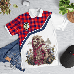 Scottish Hamilton Clan Badge Tartan Warrior Lion Polo Shirt - Tartan Plaid Polo Shirt Scottish Plaid Tartan Plaid - ScotsTee - scotstee.com