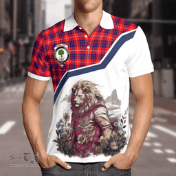 Scottish Hamilton Clan Badge Tartan Warrior Lion Polo Shirt - Tartan Plaid Polo Shirt Scottish Plaid Tartan Plaid - ScotsTee - scotstee.com