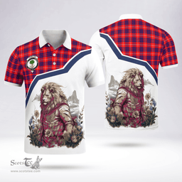 Scottish Hamilton Clan Badge Tartan Warrior Lion Polo Shirt - Tartan Plaid Polo Shirt Scottish Plaid Tartan Plaid - ScotsTee - scotstee.com