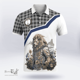 Scottish Glendinning Clan Badge Tartan Warrior Lion Polo Shirt - Tartan Plaid Polo Shirt Scottish Plaid Tartan Plaid - ScotsTee - scotstee.com