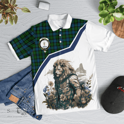 Scottish Mackay Clan Badge Tartan Warrior Lion Polo Shirt - Tartan Plaid Polo Shirt Scottish Plaid Tartan Plaid - ScotsTee - scotstee.com