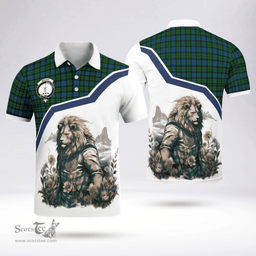 Scottish Mackay Clan Badge Tartan Warrior Lion Polo Shirt - Tartan Plaid Polo Shirt Scottish Plaid Tartan Plaid - ScotsTee - scotstee.com