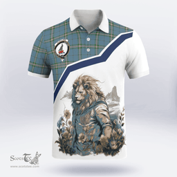 Scottish Clelland Clan Badge Tartan Warrior Lion Polo Shirt - Tartan Plaid Polo Shirt Scottish Plaid Tartan Plaid - ScotsTee - scotstee.com
