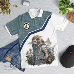 Scottish Clelland Clan Badge Tartan Warrior Lion Polo Shirt - Tartan Plaid Polo Shirt Scottish Plaid Tartan Plaid - ScotsTee - scotstee.com